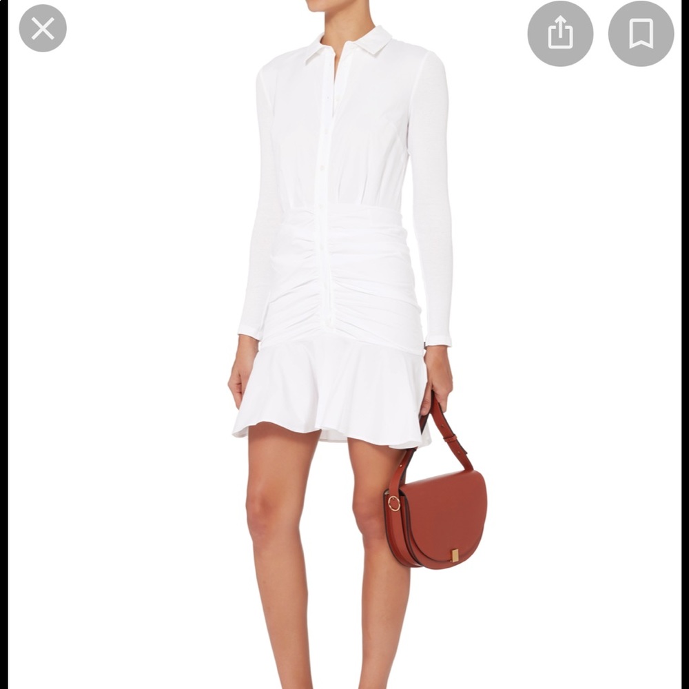 Veronica Beard Century Baby Rib Ruched Long Sleeve shirt dress